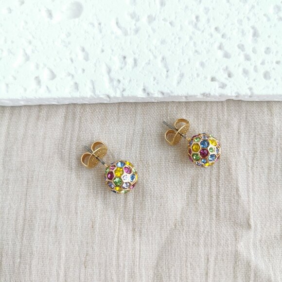 ✨Kate Spade✨ On The Ball Gold Sphere Stud Earrings Multi Color - Picture 3 of 4